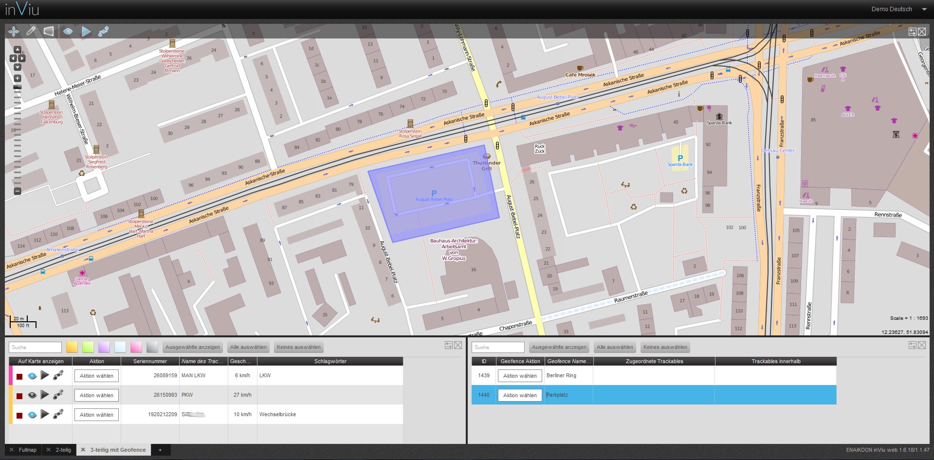 Alarm bei Fahrzeugdiebstahl durch Geofence und Geozone